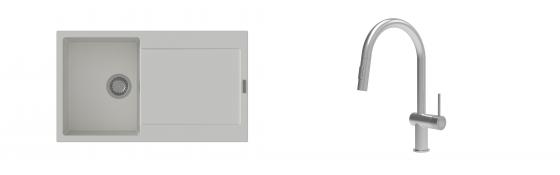 K-StrongSinks S3 évier granit Zala 860x500mm blanc + robinet Neris inox