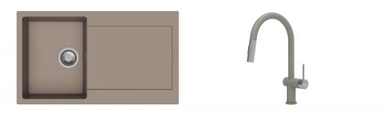 K-StrongSinks S3 évier granit Zala 860x500mm beige + robinet Neris beige