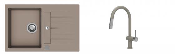 K-StrongSinks S3 évier granit Vardar 780x500mm beige + robinet Neris beige