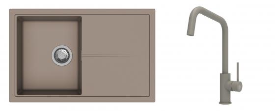 K-StrongSinks S3 évier granit Labe 780x500mm beige + robinet Arda beige