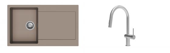 K-StrongSinks S3 évier granit Zala 860x500mm beige + robinet Neris inox