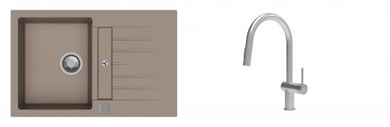K-StrongSinks S3 évier granit Vardar 780x500mm beige + robinet Neris inox