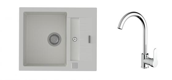 K-StrongSinks S3 Vardar 615x500 gr. blanc + robinet Seina chromé