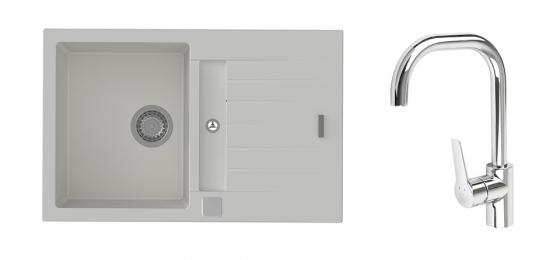 K-StrongSinks S3 Vardar 780x500 gr. blanc + robinet Garonne chromé