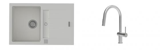 K-StrongSinks S3 évier granit Vardar 780x500mm blanc + robinet Neris inox