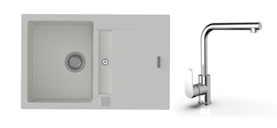 K-StrongSinks S3 Vardar 780x500 gr. blanc + robinet Stréva chromé