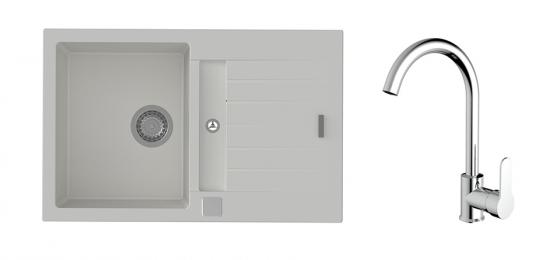 K-StrongSinks S3 Vardar 780x500 gr. blanc + robinet Seina chromé