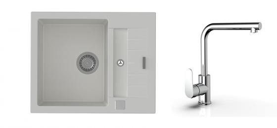 K-StrongSinks S3 Vardar 615x500 gr. blanc + robinet Stréva chromé