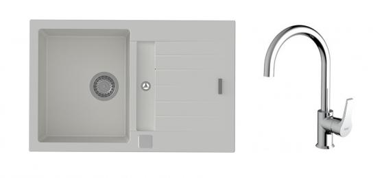 K-StrongSinks S3 Vardar 780x500 gr. blanc + robinet Rhona chromé