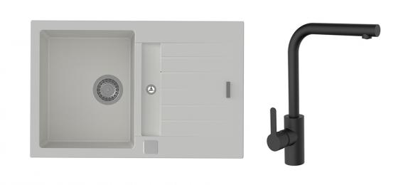 StrongSinks S3 Set sink Vardar 780,780x500mm,gran.white+mixer tap Ipoly,black