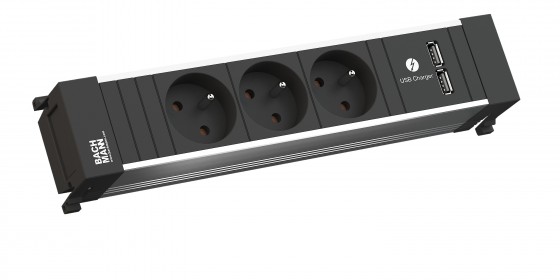 BACHMANN 916.1227 Power frame 3 x 230 V + 1 x chargeur usb double