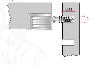 TI02 Cheville excentrique pour étagere Euro 6x7,5mm