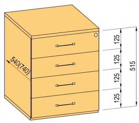 K-BBP conteneur 540mm type 7/V 1 tiroir coulissant métal extension partielle ser