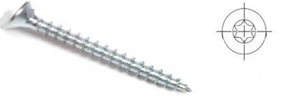 StrongFix vis a bois TX 4x50mm tete fraisée zinc blanc