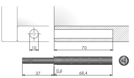 IF K-Push long extra strong avec lentille a visser gris