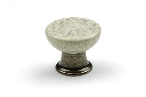 TULIP bouton Country bronze ancien/porcelaine beige