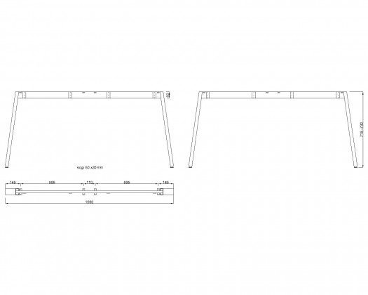 MILADESIGN piétement Mobilar M6316–S anthracite
