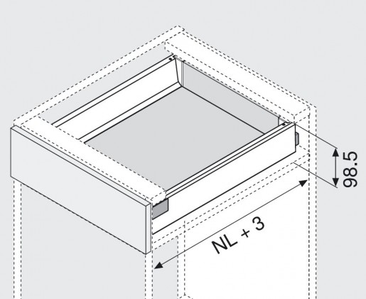 K-BLUM ensemble Antaro, tiroir M 500mm/30kg, Blumotion/TOB, gris, Inserta