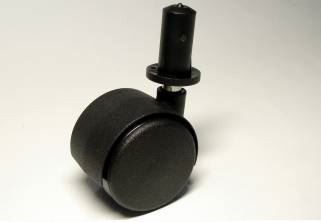 Roue caoutchouc avec frein 40 mm noir + douille 26