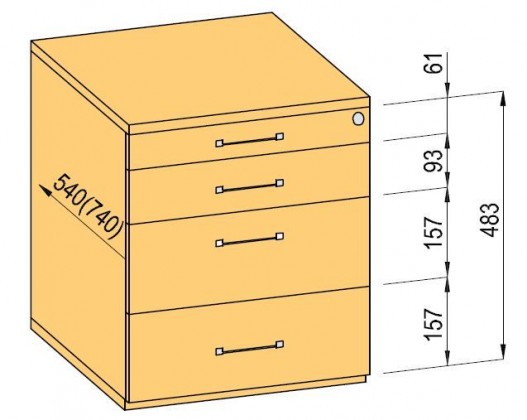 K-BBP conteneur 540mm type 1/V 6 tiroir plastique extension partielle amortissem