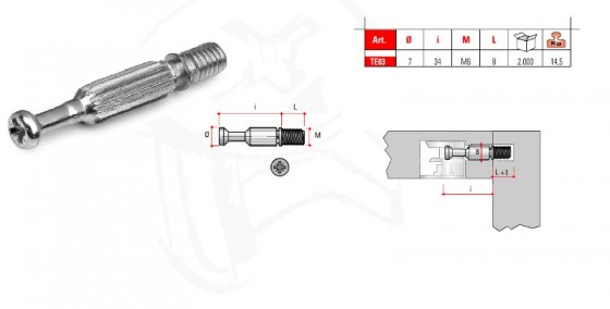 TE03 Tige pour excentrique M6x34mm