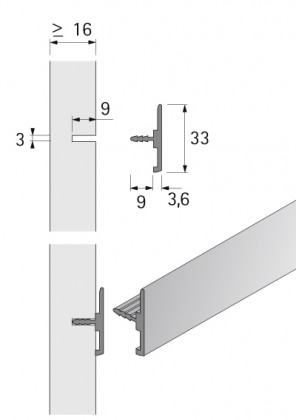 HETTICH 9012148 ORG@Wall profil universel 2900 mm