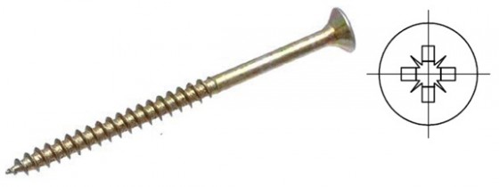 StrongFix Vis a bois PZ 4,5x70/42mm tete fraisée zinc jaune filetage partiel