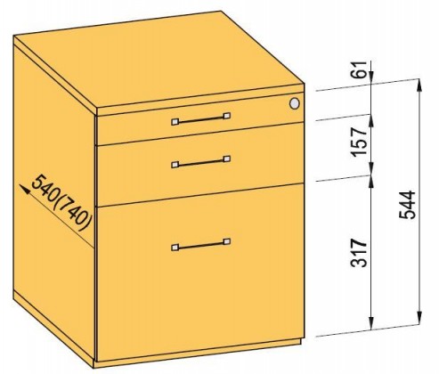 K-BBP conteneur 540/292mm type 5/vers. 1 tiroir métal extension partielle avec f