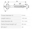 SPAX vis a bois 8x140/80mm tete fraisée TXS,W,4C MH filetage partiel