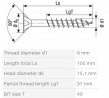 SPAX vis a bois 8x100/57mm tete fraisée TXS,W,4C MH filetage partiel