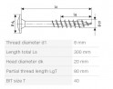 SPAX vis a bois 8x300/80 tete disque TXS, W, 4C, filetage partiel