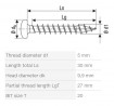 SPAX vis a bois 5x30 tete demi-rond TXS,W,4C