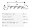 SPAX vis a bois 5x25 tete demi-ronde PZ, W, 4C