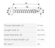 SPAX vis a bois 5x20mm tete demi-ronde TXS,W,4C