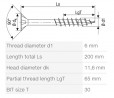 SPAX vis a bois 6x200/65 tete fraisée TXS,W,4C MH, filetage partiel