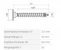 SPAX vis a bois 3,5x40 tete plate T20