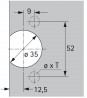 HETTICH 9072543 Selekta Pro 2000 bol TH 52x9 vis a bois noir