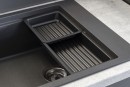 Égouttoirs 2 pcs pour évier 440x185mm et 205x183mm noir