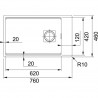 FRANKE évier KNG 110-62 760x460mm blanc led