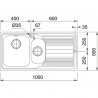 FRANKE évier LLX 651/2P 1000x500mm inox