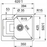 FRANKE évier UBG 611-62 620x500mm blanc led