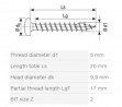 SPAX vis a bois 5x20mm tete demi-ronde PZ W 4C