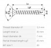 SPAX vis a bois 3,5x30mm tete fraisée TXS W 4C MH