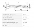 SPAX vis a bois M4x60/40mm tete fraisée TXS W C filetage partiel