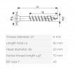 SPAX vis a bois 8x80mm tete plate TXS W 4C