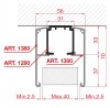 TERNO porte coulissante intérieure 40-160kg, profil de couverture 1380/A/S 6m al