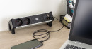 BACHMANN 937.134 Desk 2, alu noir, 2x230V, 2x USB-A charge