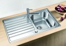 BLANCO 523378 évier Dinas 45 S avec excentrique 2 trous inox brossé