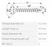 SPAX vis a bois 4,5x40 tete fraisée PZ, 4C MH bronze