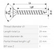 SPAX vis a bois 2,5x25mm tete fraisée PZ W 4C MH